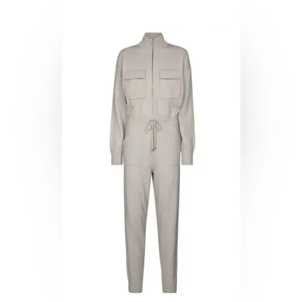 Jonathan Simkhai Cream Utility Jumpsuit with High Collar, S